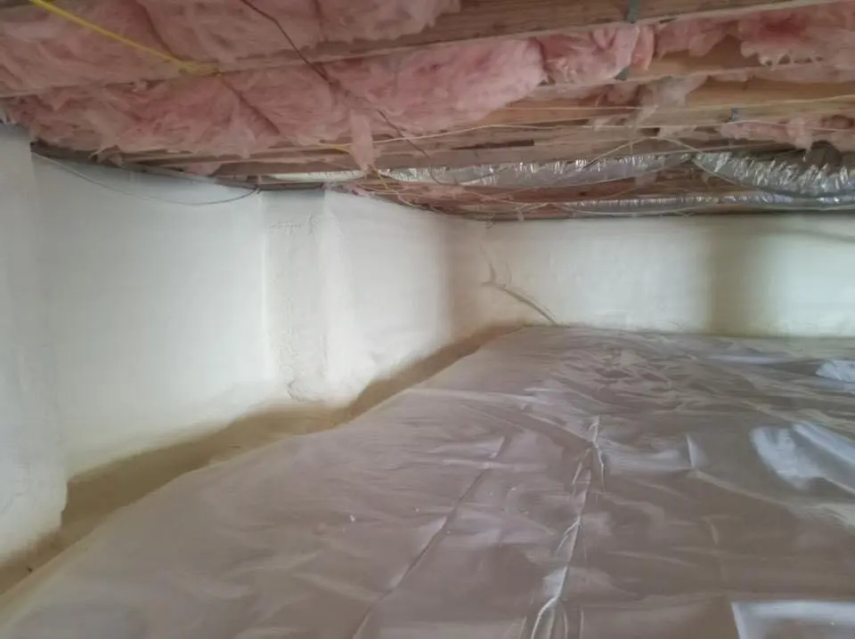 Crawl space encapsulation with closed-cell spray foam for Metal Roof Coating in Branford